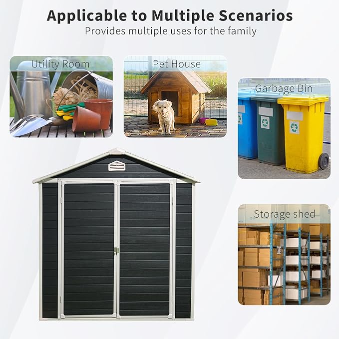6x8 FT Outdoor Storage Shed, Resin Garden Shed - Image 6
