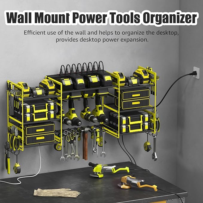 CCCEI Green Power Tool Organizer Wall Mount, Large Tools and Battery Storage - Image 3