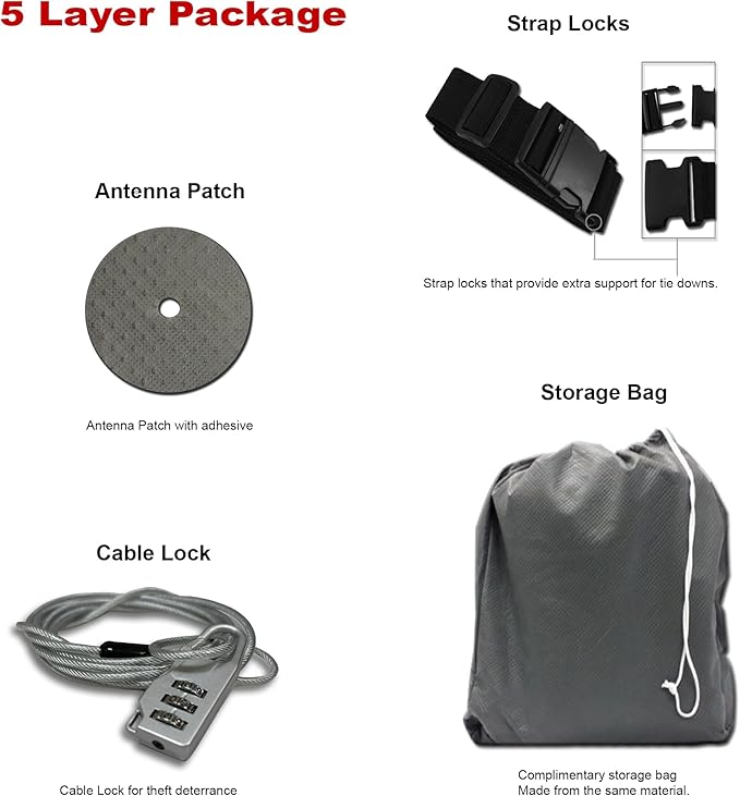 USCarCover 5 Layer All Weather Protection, Breathable Car Cover - Image 5