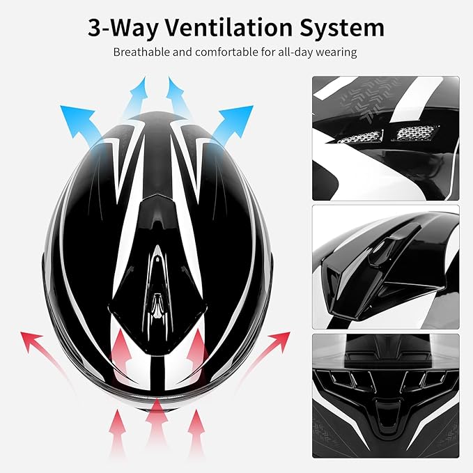 Full Face FreedConn Motorcycle Helmet Bluetooth 5.0 Integrated 2 Way Intercom - Image 3