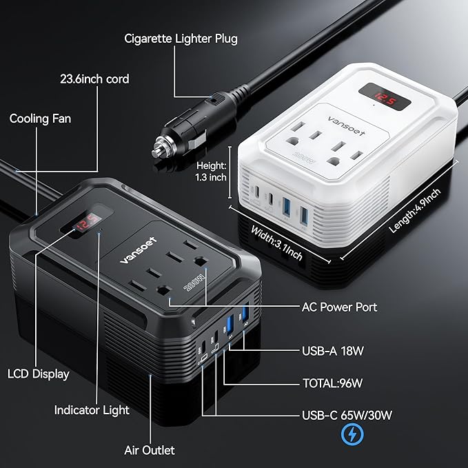 200W Car Power Inverter DC 12V to 110V AC Inverter - Image 5