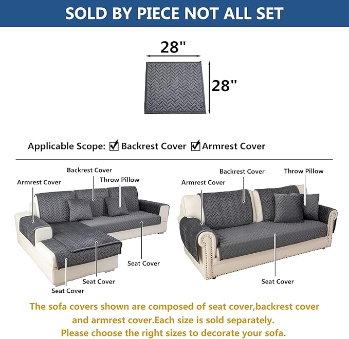 Eismodra Armrest Couch /Sofa /Backrest Covers, Anti-Slip Armchair Slipcovers - Image 5