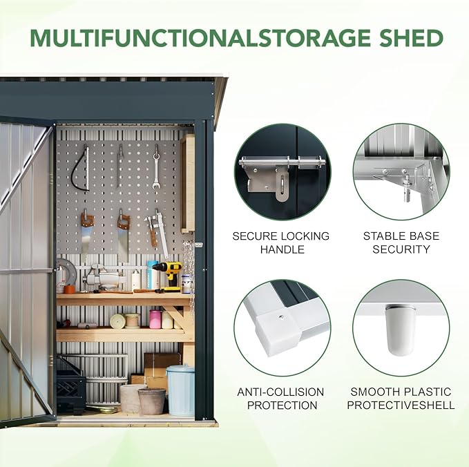 Breezz 5x3FT Vertical Outdoor Steel Storage Shed - Image 7