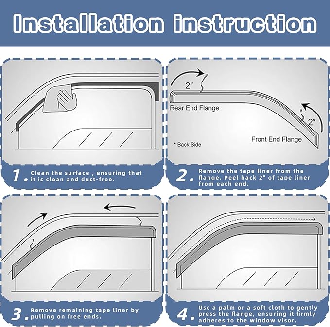 Window Visors Rain Guards fits 2014-2021 Cherokee, Out-Channel Window Wind - Image 5