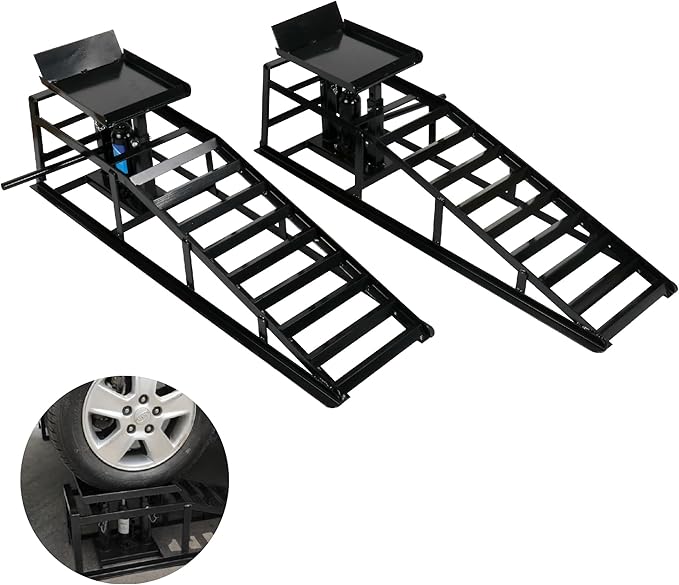 2 Pack Hydraulic Car Ramps 10, 000lbs/5T Capacity Low Profile Car Lift Service by higehio