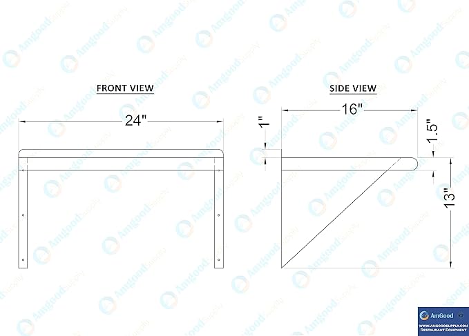 AmGood 24" Long X 16" Deep Stainless Steel Wall Shelf | NSF Certified | - Image 5