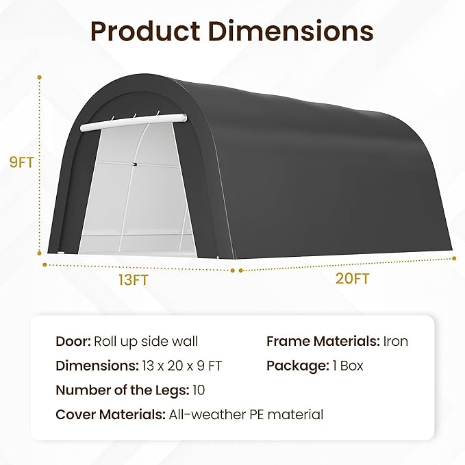 Kiss the Water Carport, Round Portable Garage, Steel Heavy Duty Carport - Image 2