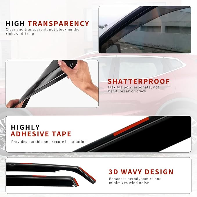 in Channel Rain Guards Fit for 2015-2020 Chevy Tahoe/GMC Yukon/Cadillac Escalade - Image 4