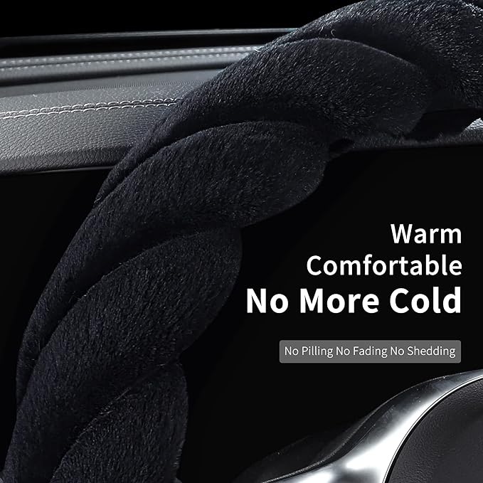 Luxury Fluffy Winter Car Steering Wheel Cover - Image 4