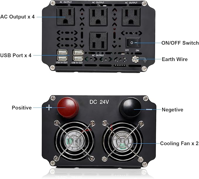 3000W Power Inverter 24V to 110V/120V DC to AC - Image 3