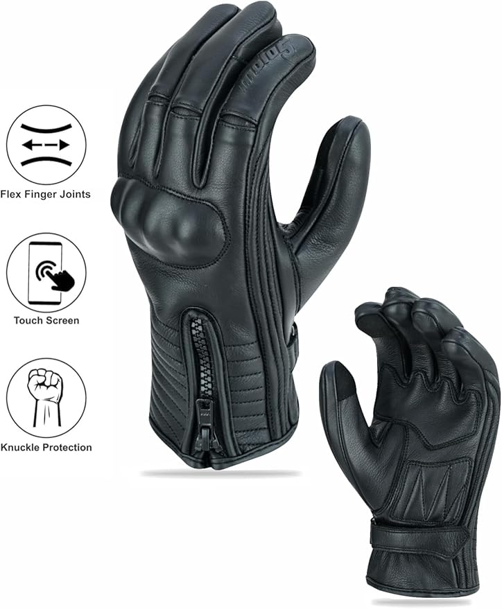 Full Finger Leather Motorcycle Gloves - Image 4