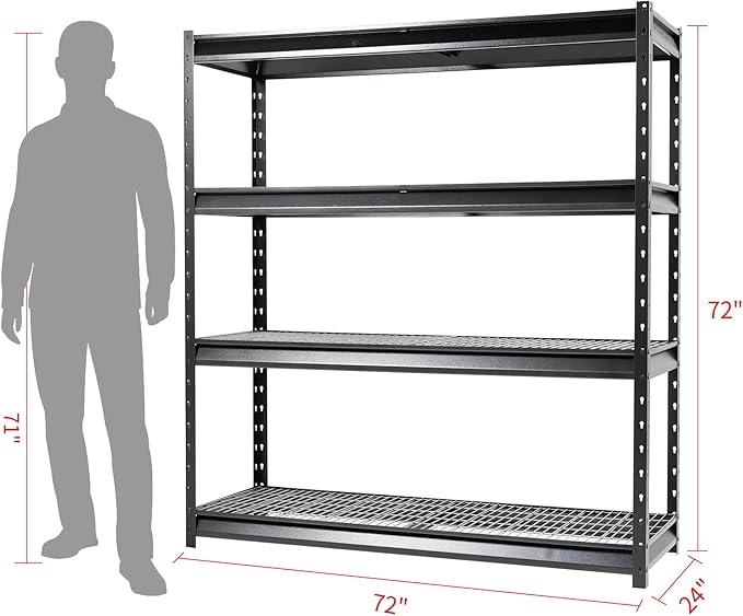 The Atlas 72" W Metal Garage Shelving Unit Load 12000 Lbs, 4 Tier Heavy Duty - Image 2