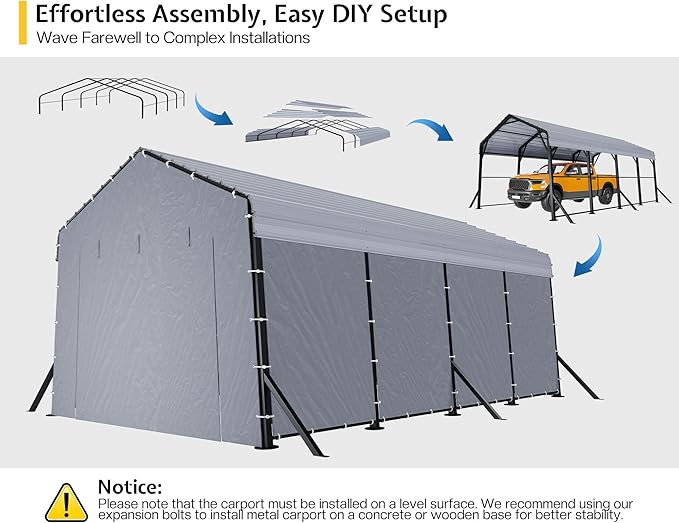 Jocisland 12x20x10.5 FT Metal Carport - Image 6