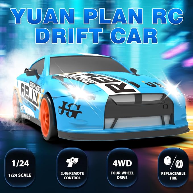 RC Drift Car 2.4GHz 1:24 Scale 4WD Remote Control Car 15KM/H High Speed - Image 2