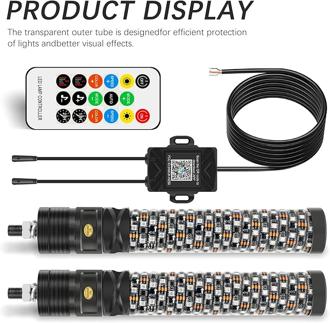 DREAMIZER 2PCS 1FT Fat Spiral Led Whip Lights - Image 6