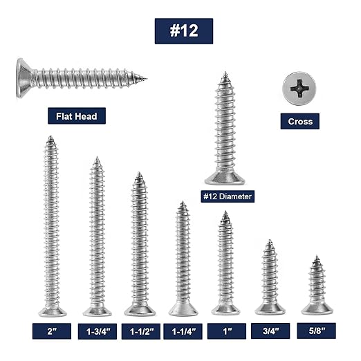 #12 x 3/4" Wood Screw 100Pcs 18-8 Stainless Steel Screws Flat Head Phillips - Image 3
