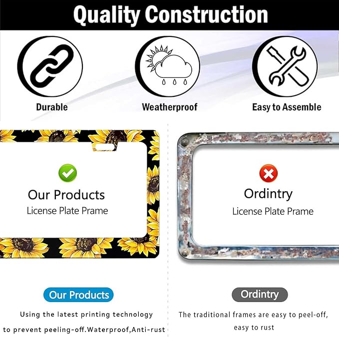 Sunflower License Plate Frame Nature Theme Sunflower License Plate Holder Auto - Image 6