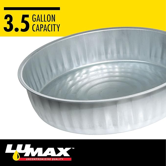 LUMAX LX-1709 Silver 3.5 Gallon Galvanized Drain Pan, Bright Zinc - Image 4