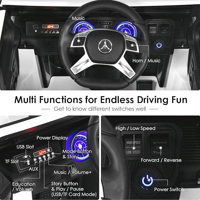 HONEY JOY Ride On Truck, Licensed Mercedes-Benz Maybach G650 Battery Powered - Image 7