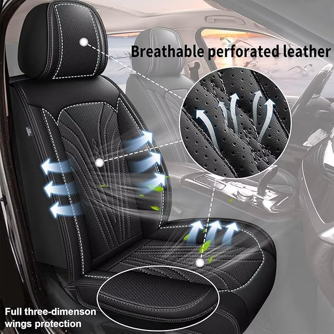 Car Seat Cover Fit for Toyota Camry 2012-2025 Full Set Faux Leather Breathable - Image 6