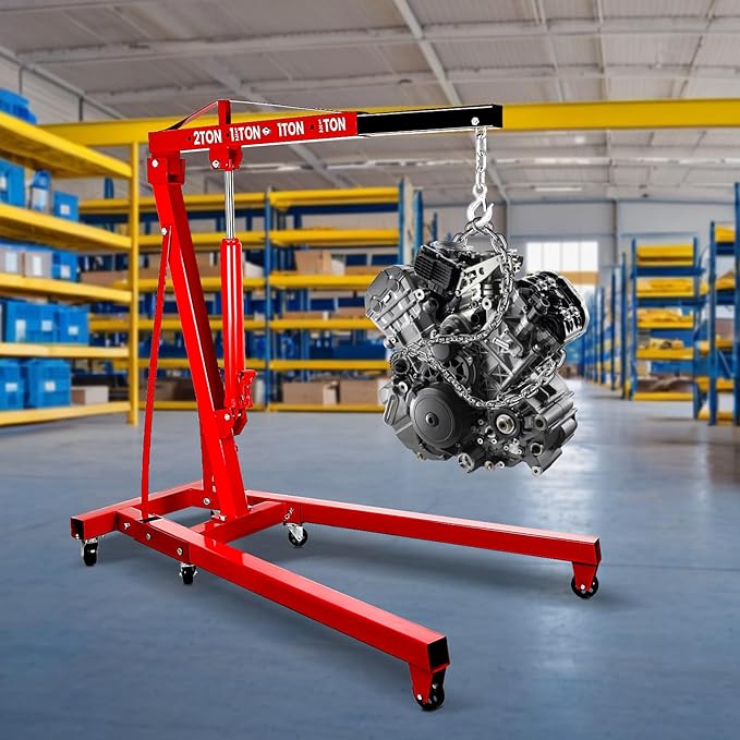 2 Ton Folding Engine Hoist, 4400lbs Hydraulic Cherry Picker Engine Hoist - Image 8