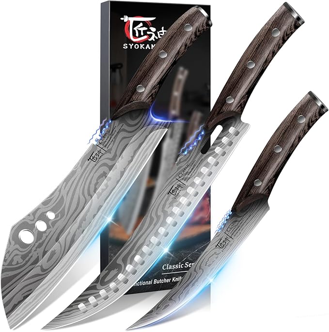 Butcher Knife Set, Breaking & Boning Knife, Japanese Style High Carbon Steel by SYOKAMI