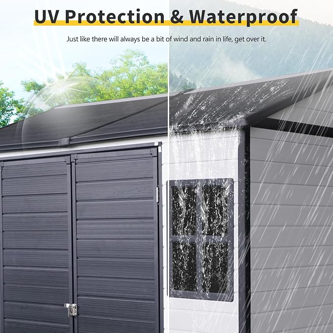 8x6 FT Outdoor Storage Shed, Resin Garden Shed - Image 2