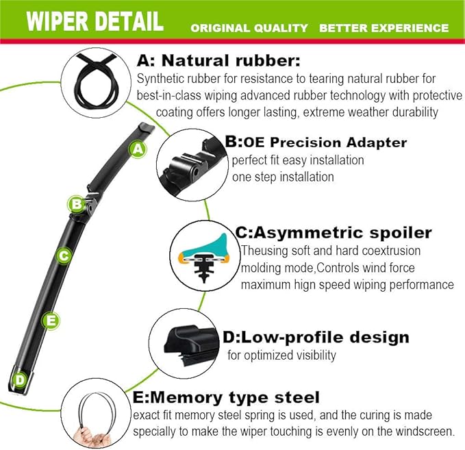 2 Wipers Factory Replacement For 2004 2005 2006 2007 VW Touareg, 2003-2006 - Image 3