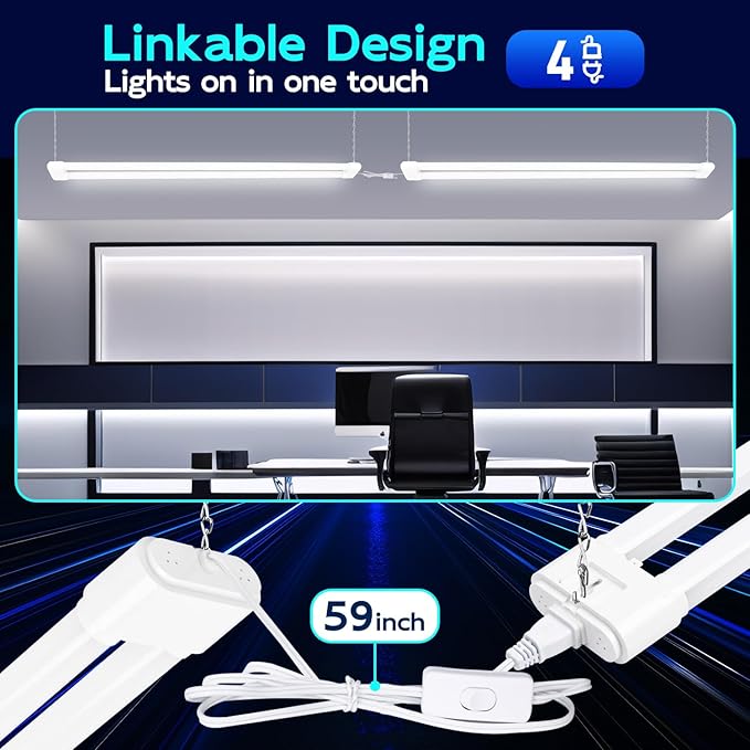 hykolity 4 Pack Linkable LED Shop Light, 4FT 44W, 5000K Daylight, Plug-in - Image 4