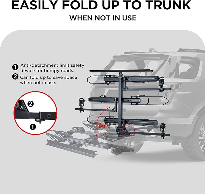 250LBS. Capacity Foldable 3-Ebike Rack - Image 4