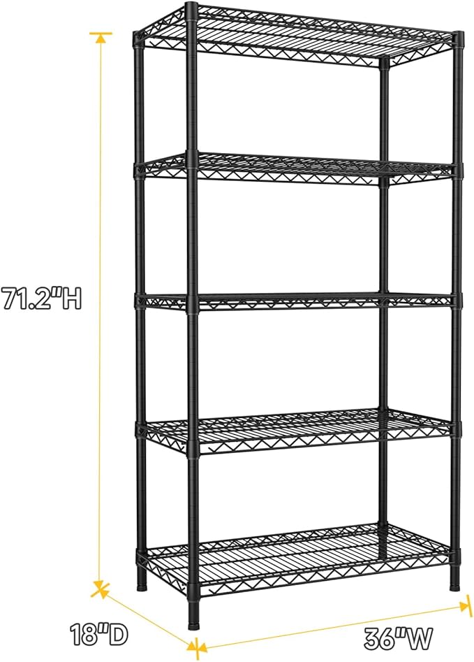 SINGAYE 5 Garage Heavy Duty Shelving Unit Kitchen Pantry Close Home Organizers - Image 3