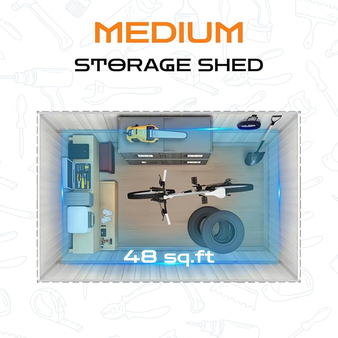 8 x 6 FT Outdoor Storage Shed, Metal Garden Tool Shed - Image 8