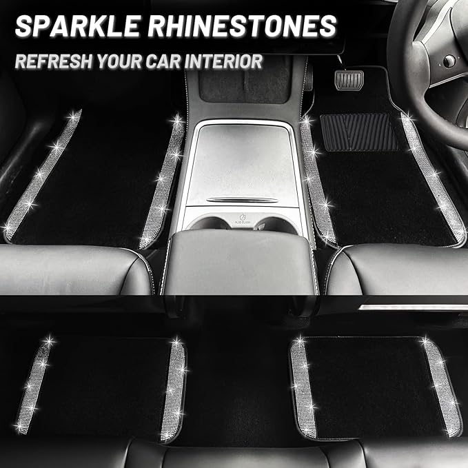 NBTEPEM Bling Car Floor Mats Full Set, Universal Fit Most Cars - Image 4