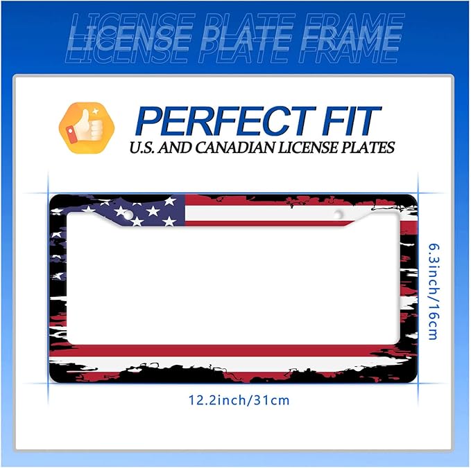 Vintage American Flag License Plate Frame USA Flag License Plate Stainless - Image 7