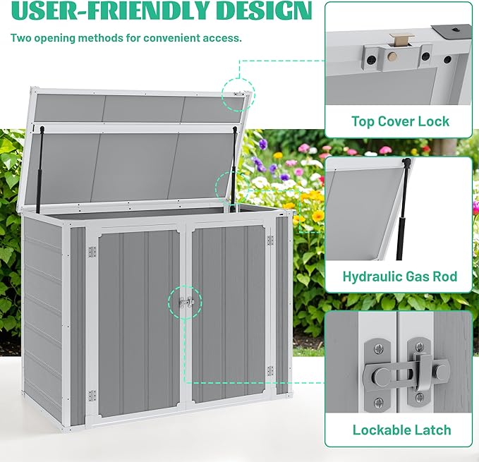 41 Cu.Ft Resin Shed with Floor, 4.7x2.5 FT Outdoor Horizontal Storage Shed - Image 3