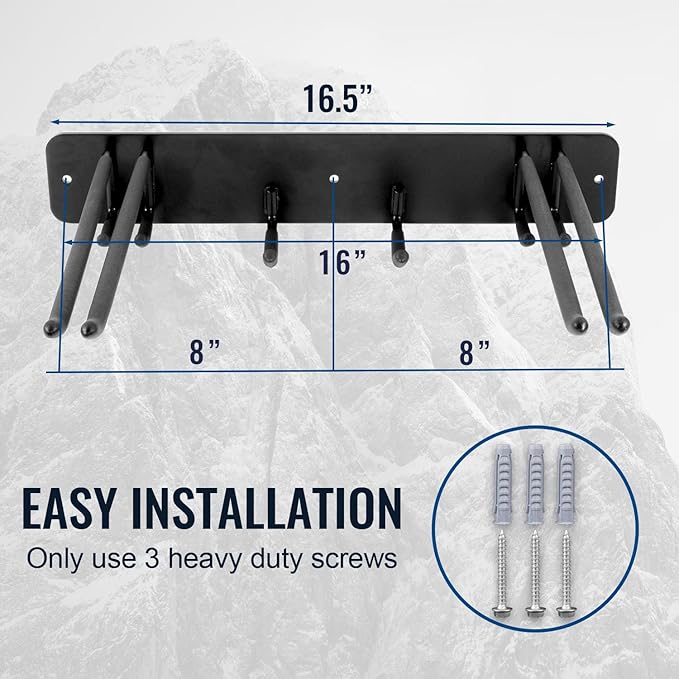 Wall Mount Ski Storage Rack, Garage Snowboard Storage Organizer 8 Pairs Metal - Image 5
