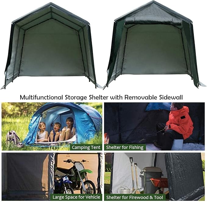ERGOMASTER 8 Ft x 14 Ft Outdoor Carport Patio Storage Shelter Metal Frame and - Image 9