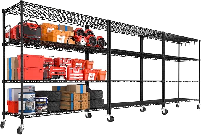 PrimeZone 3 Packs 55.5" W x 24" D x 80" H Heavy Duty Wire Storage Shelves by PrimeZone
