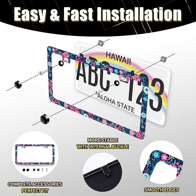 Colorful Flowers License Plate Frame Beautiful Floral Flower License Plate - Image 7