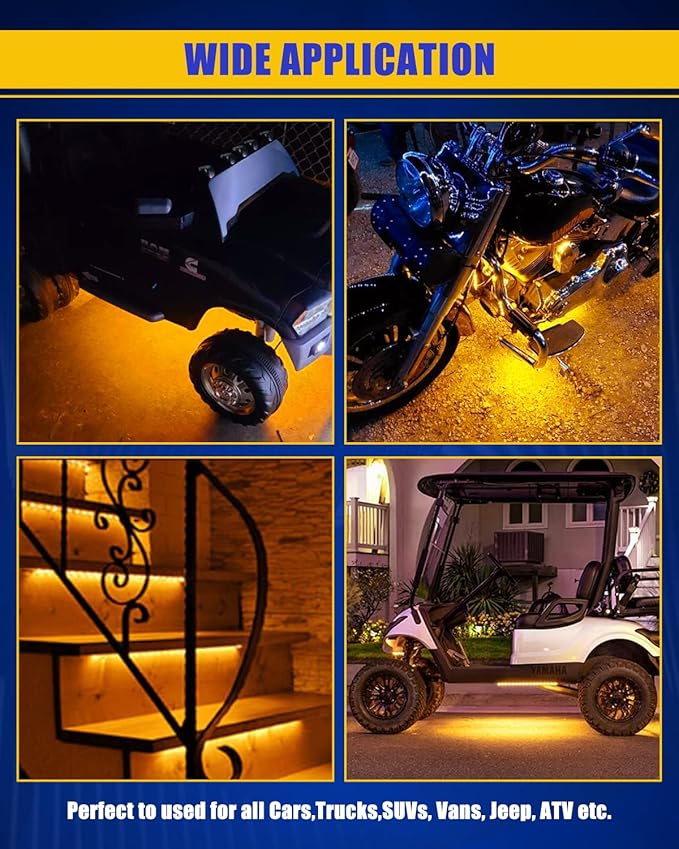 Amber Led Strip Light, 12V Car Led Lights Interior IP68 Waterproof Cuttable - Image 6
