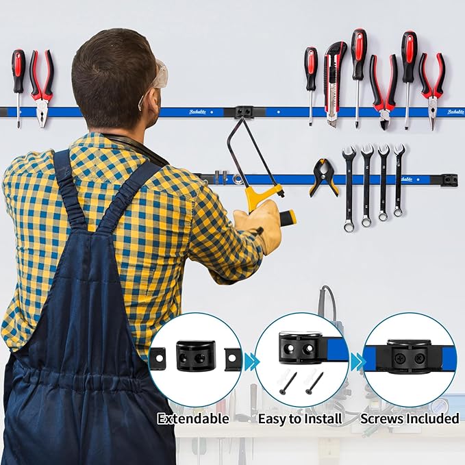 6 Pieces 18" Magnetic Tool Holder Strip, Metal Tool Organizer Rack - Image 3