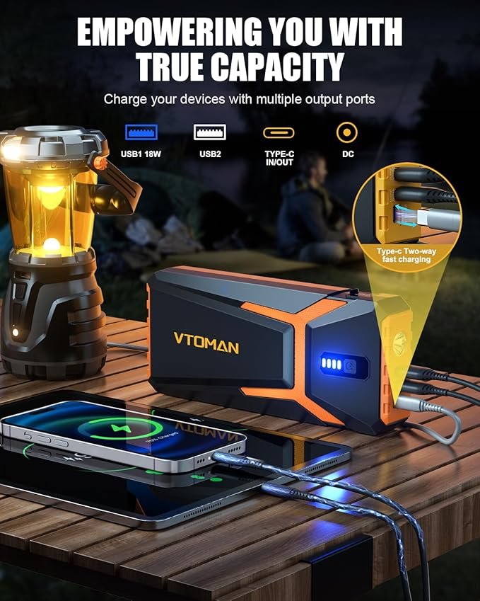 VTOMAN V10 3500A Jump Starter, Portable Car Starter 12V Lithium Jump Box - Image 5