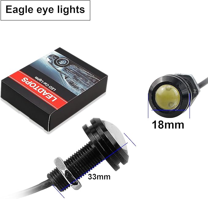 LEADTOPS 10Pcs 18mm 12V Eagle Eye LED Car Fog DRL Daytime Running Light Backup - Image 3