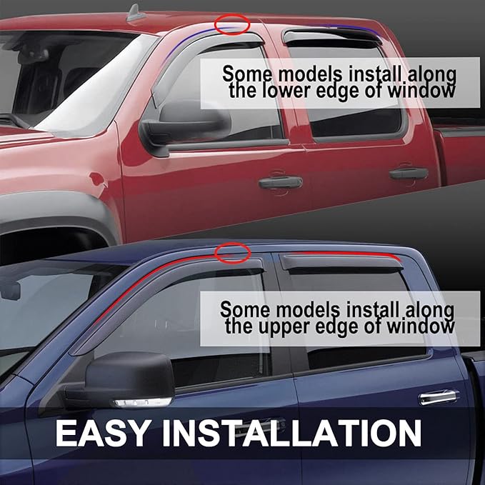 4pcs Out-Channel Tape On Side Wind Deflector, Dark Smoke Sun Rain Guards - Image 2