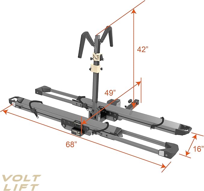 HYPERAX Patented Lift Assisted Volt Lift RV Rated Hitch Mounted 2 E Bike Rack - Image 6