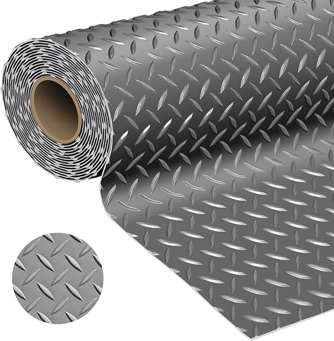 Garage Floor Mat 2.8mm Thickness PVC Garage Flooring Roll Diamond Plate Floor by KERTY