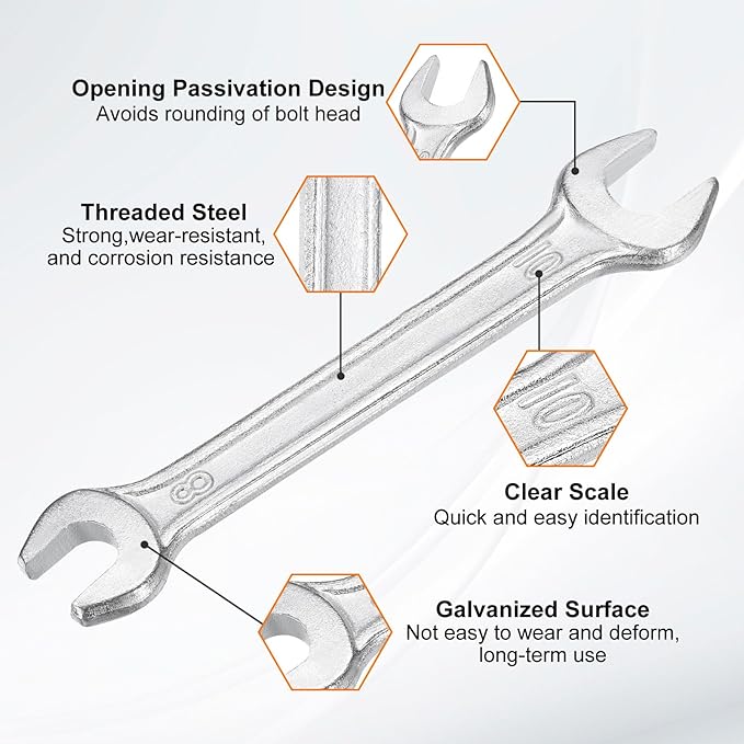 HARFINGTON Double Open End Wrench 8mm x 10mm Metric 15 Degree Offset Angle - Image 4