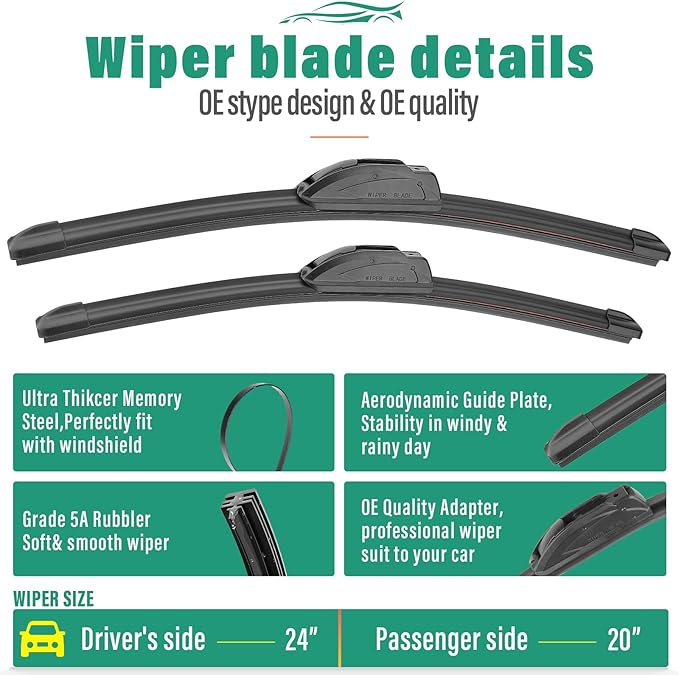 24" 20" 11" Windshield Wiper Blades Replacement - Image 3