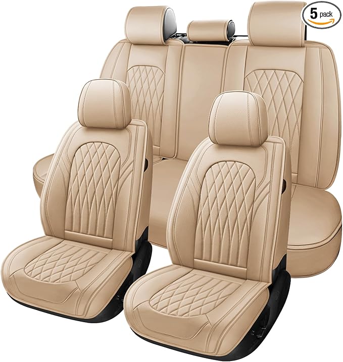 WELLDO Car Seat Covers Full Set, Leather Seat Covers by WELLDO