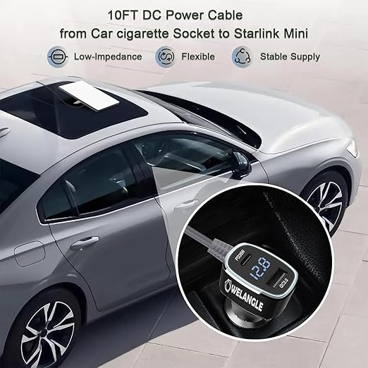 3 in 1 Car Power Cable for Starlink Mini Cigarette Lighter Adapter, Car Charger - Image 4